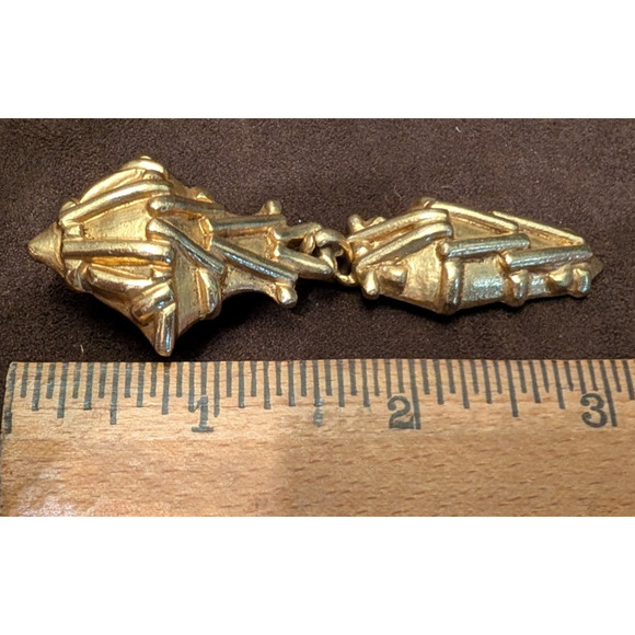 Vintage Jacques An-Lanh Paris Gold Tone Signed Clip on Earrings EUC - Picture 7 of 8